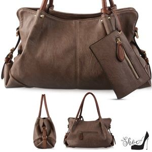 3 Piece Set Large Hobo Satchel in Mocha